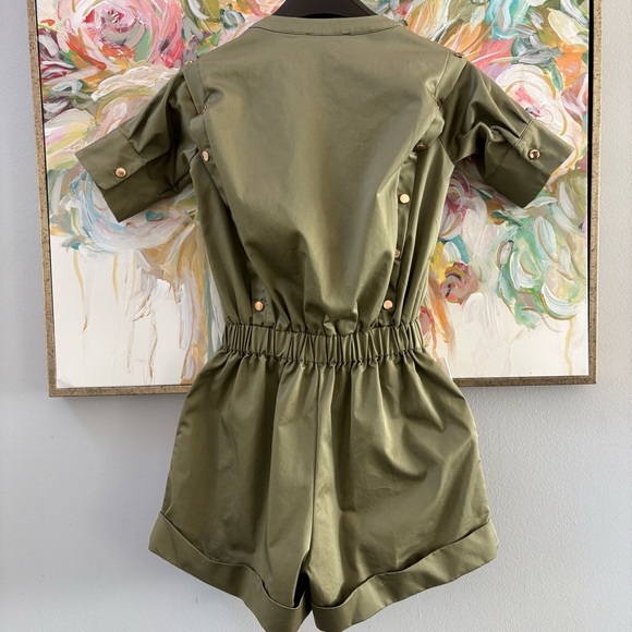Alberto Makali Olive Green Romper with Gold Button Detail, Size S - Picture 8 of 12